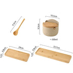 Spice Jar Ceramic Airtight Bamboo Lid & Spoon