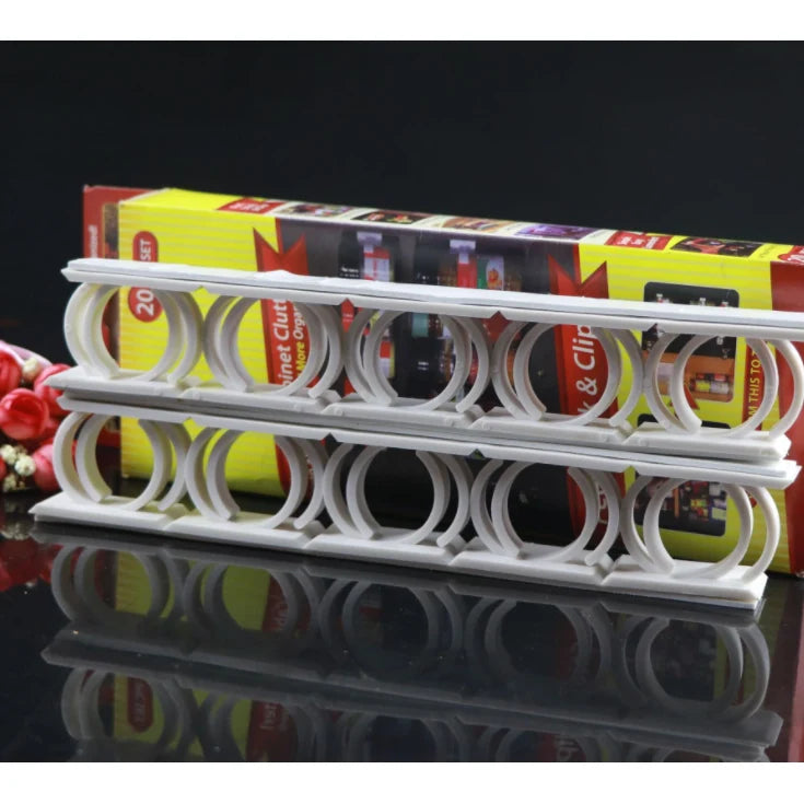 Spice Organizer Adhesive Mounting 5 C-Shaped Clips