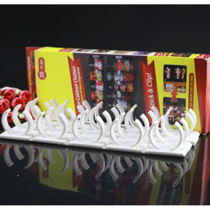 Spice Organizer Adhesive Mounting 5 C-Shaped Clips