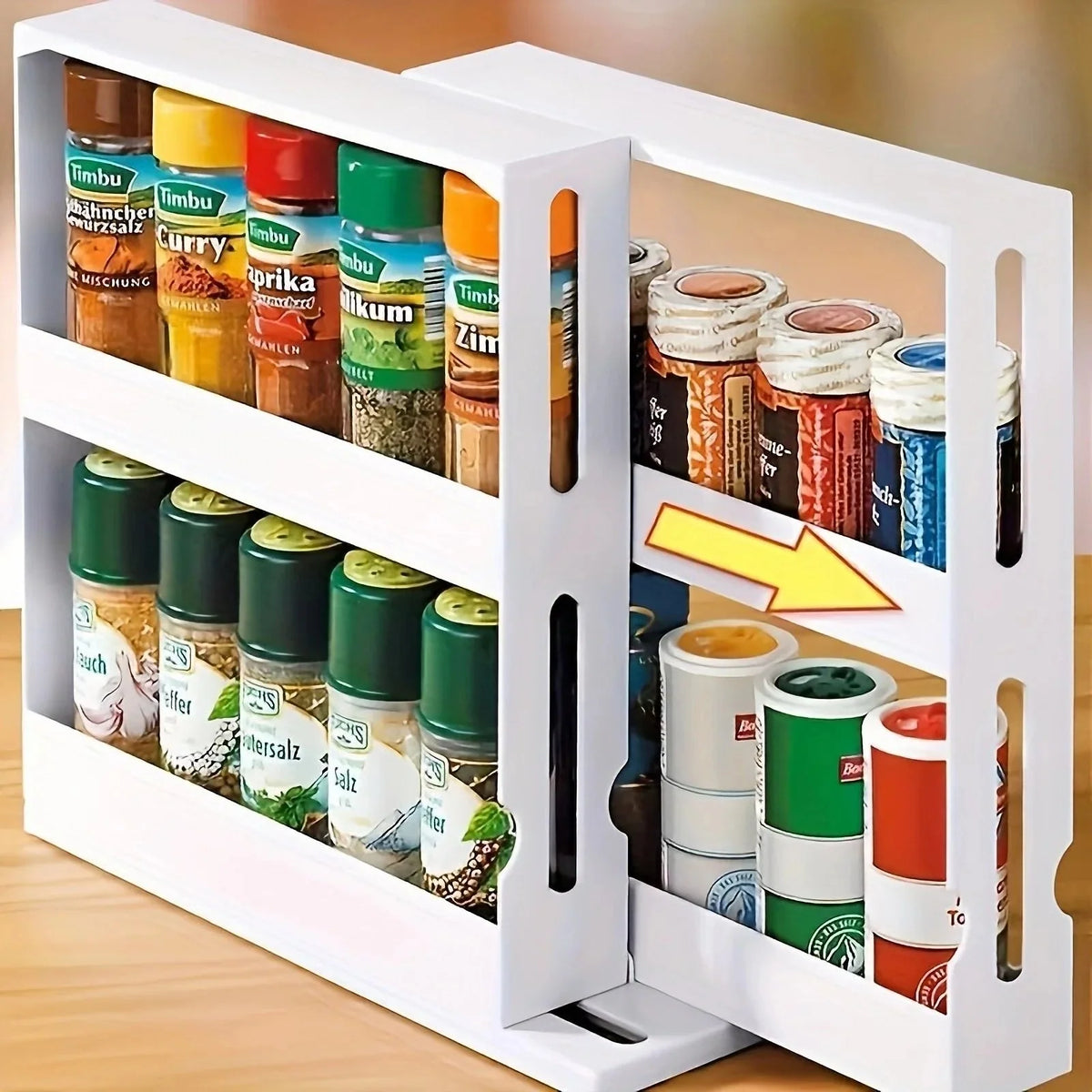 Spice Rack Dual Swivel Shelves 20-Jar Capacity