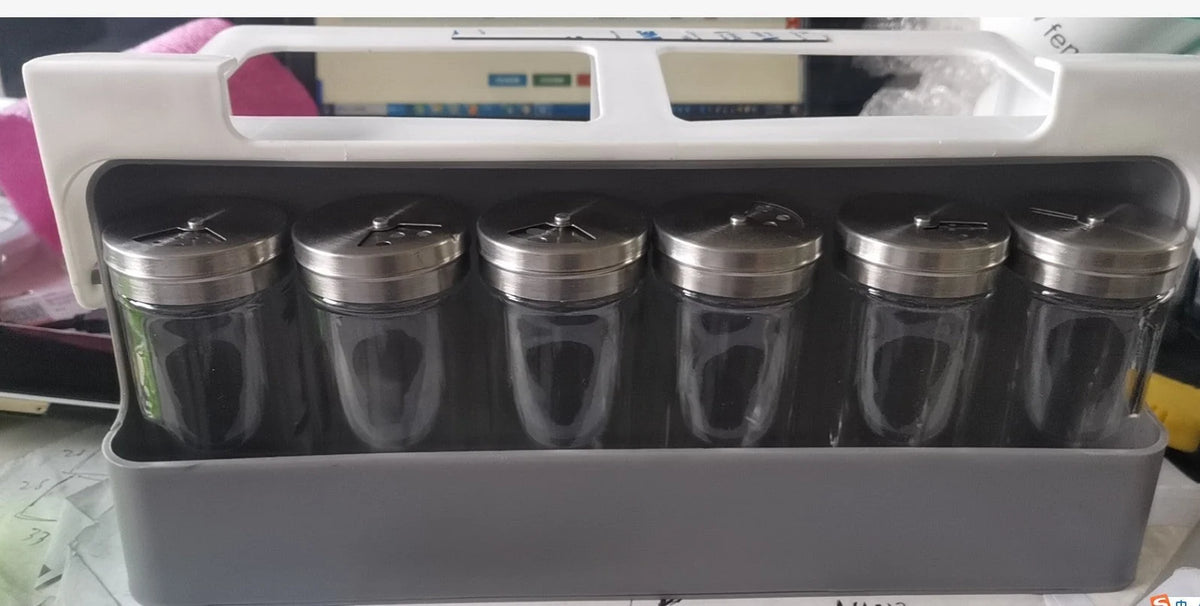 Spice Rack Installation-Free Space-Saving 6 Glass Jars
