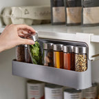Spice Rack Installation-Free Space-Saving 6 Glass Jars