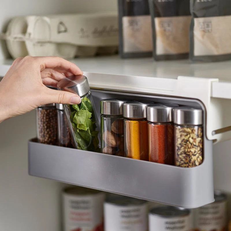 Spice Rack Installation-Free Space-Saving 6 Glass Jars
