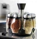 Spice Rack Rotating Base Glass Bottles & Stainless Steel Caps