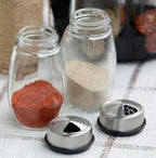 Spice Rack Rotating Base Glass Bottles & Stainless Steel Caps