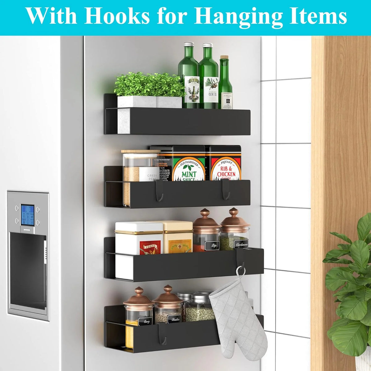 Spice Rack Set Magnetic Space-Saving Set of 4