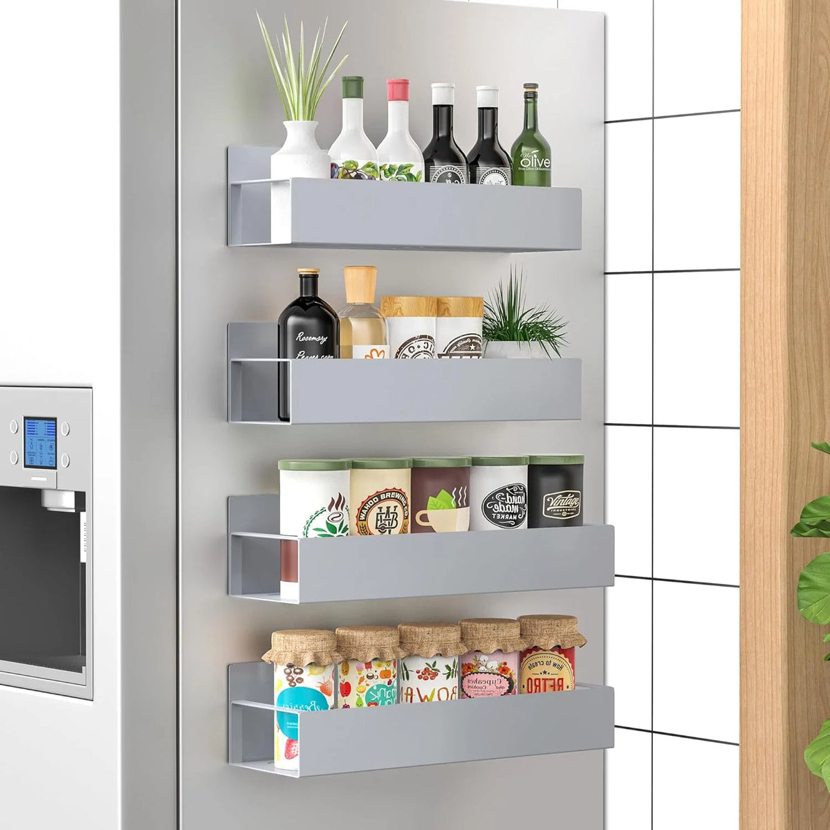 Spice Rack Set Magnetic Space-Saving Set of 4