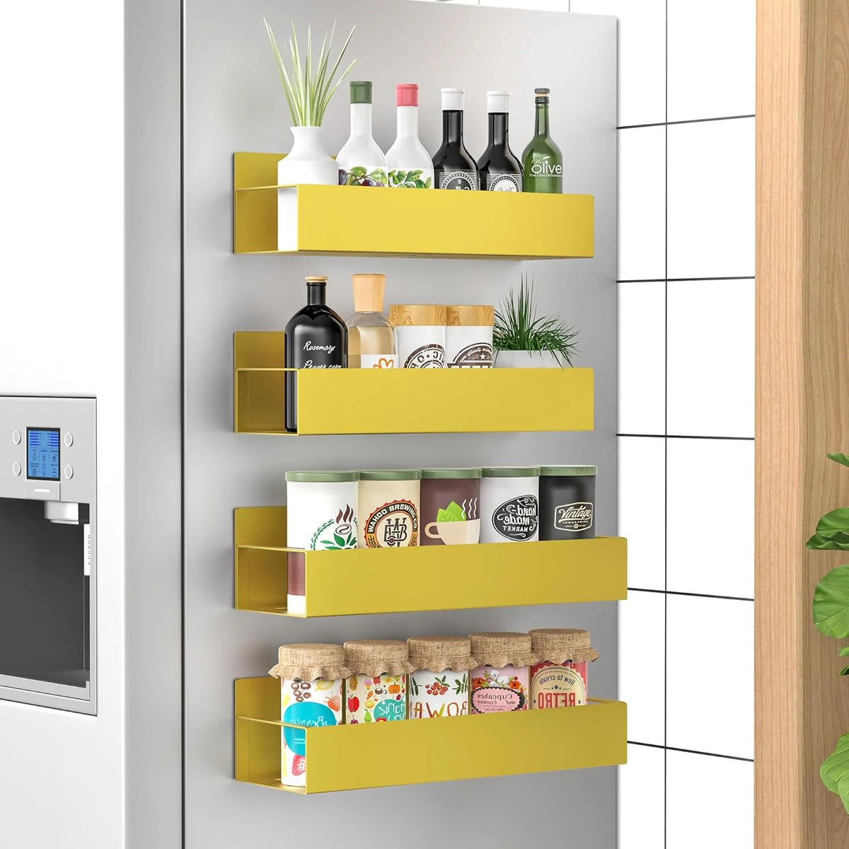 Spice Rack Set Magnetic Space-Saving Set of 4