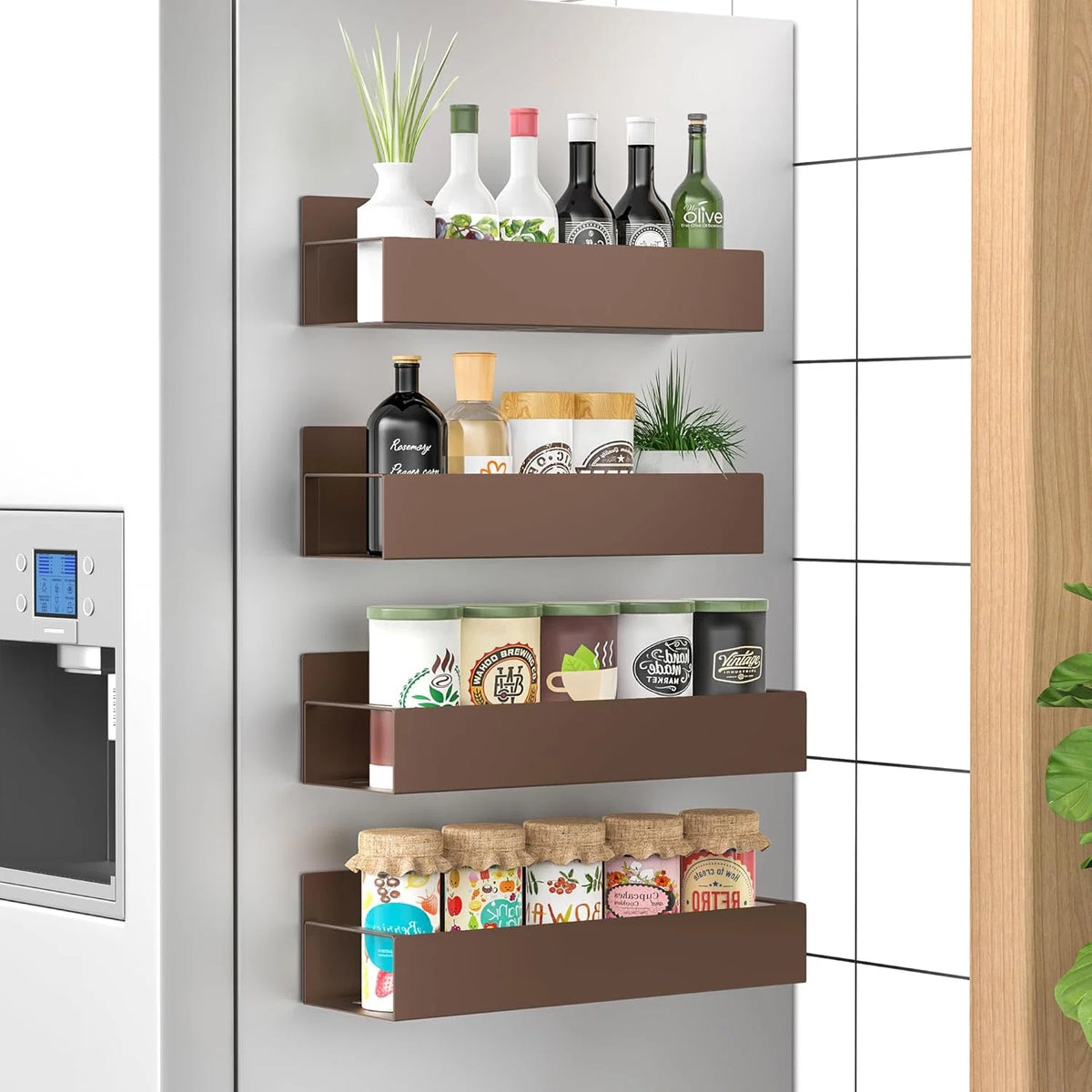 Spice Rack Set Magnetic Space-Saving Set of 4