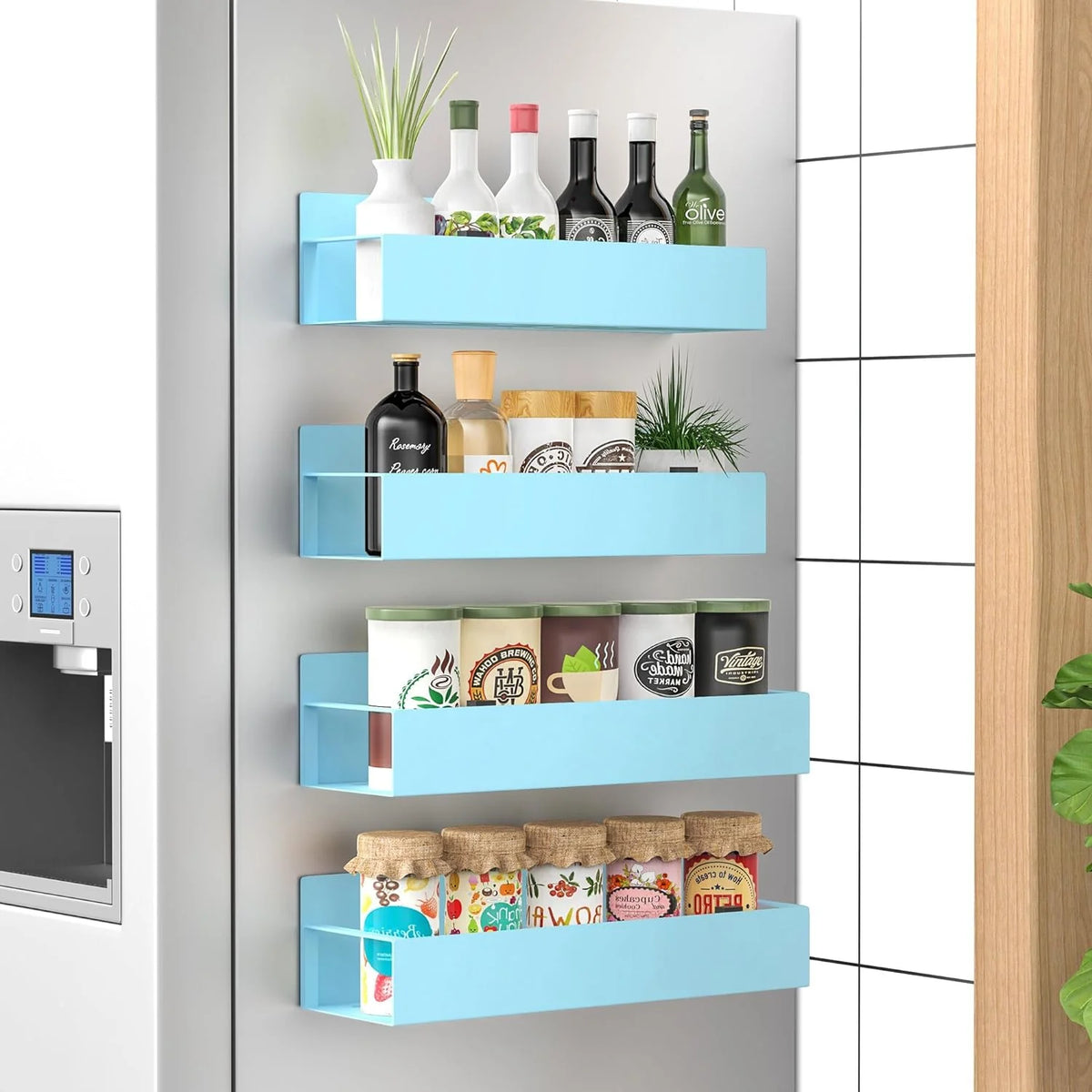 Spice Rack Set Magnetic Space-Saving Set of 4