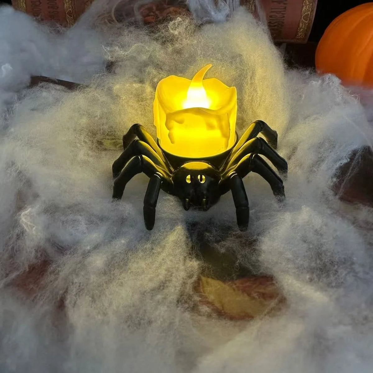 Spider Decoration LED Eyes & Flame-Effect Battery-Powered