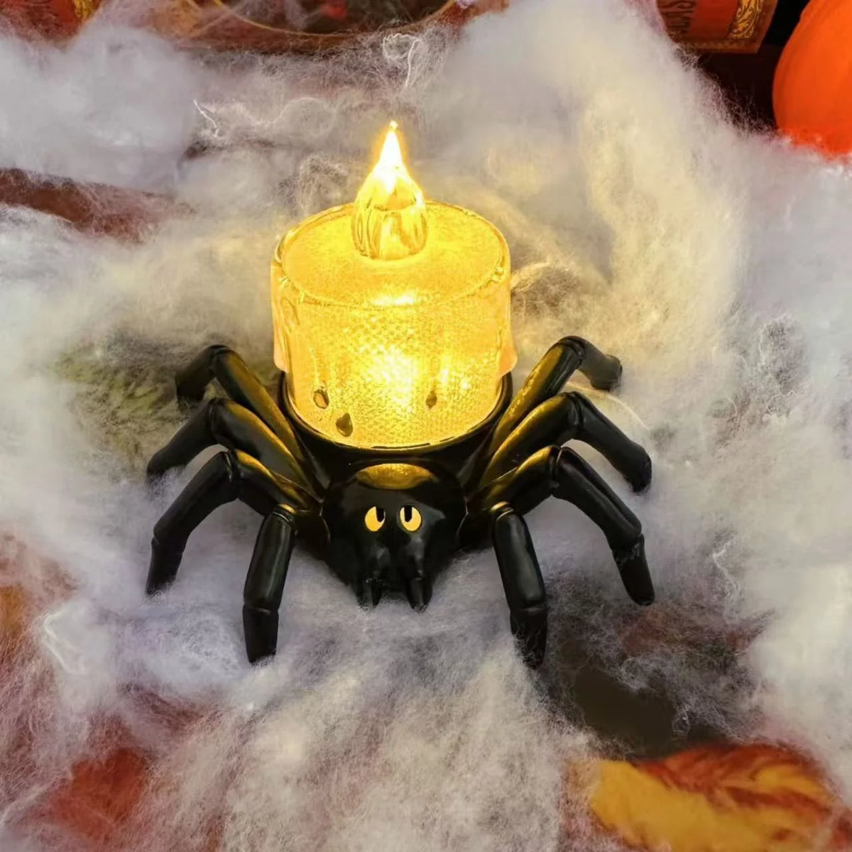 Spider Decoration LED Eyes & Flame-Effect Battery-Powered