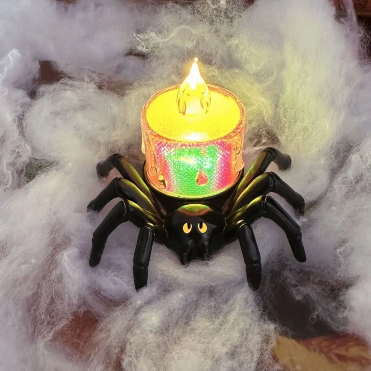 Spider Decoration LED Eyes & Flame-Effect Battery-Powered