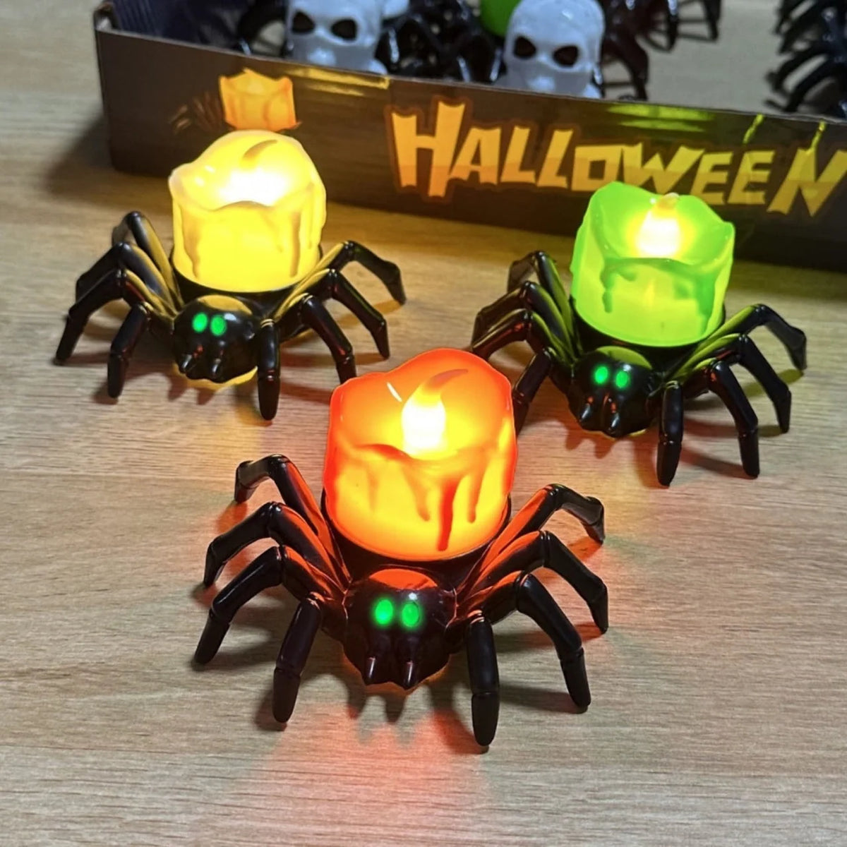 Spider Decoration LED Eyes & Flame-Effect Battery-Powered