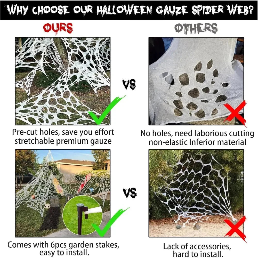 Spider Web Decoration Stretchy Reusable Covers 350 Square Feet