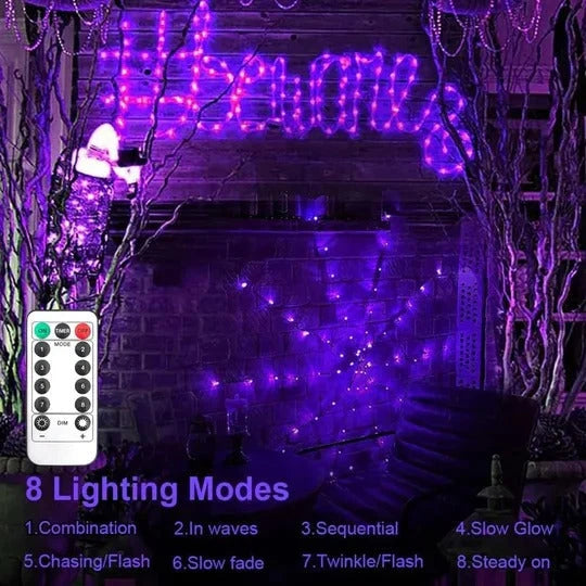 Spider Web Lights 80 LED 8 Modes Remote-Controlled