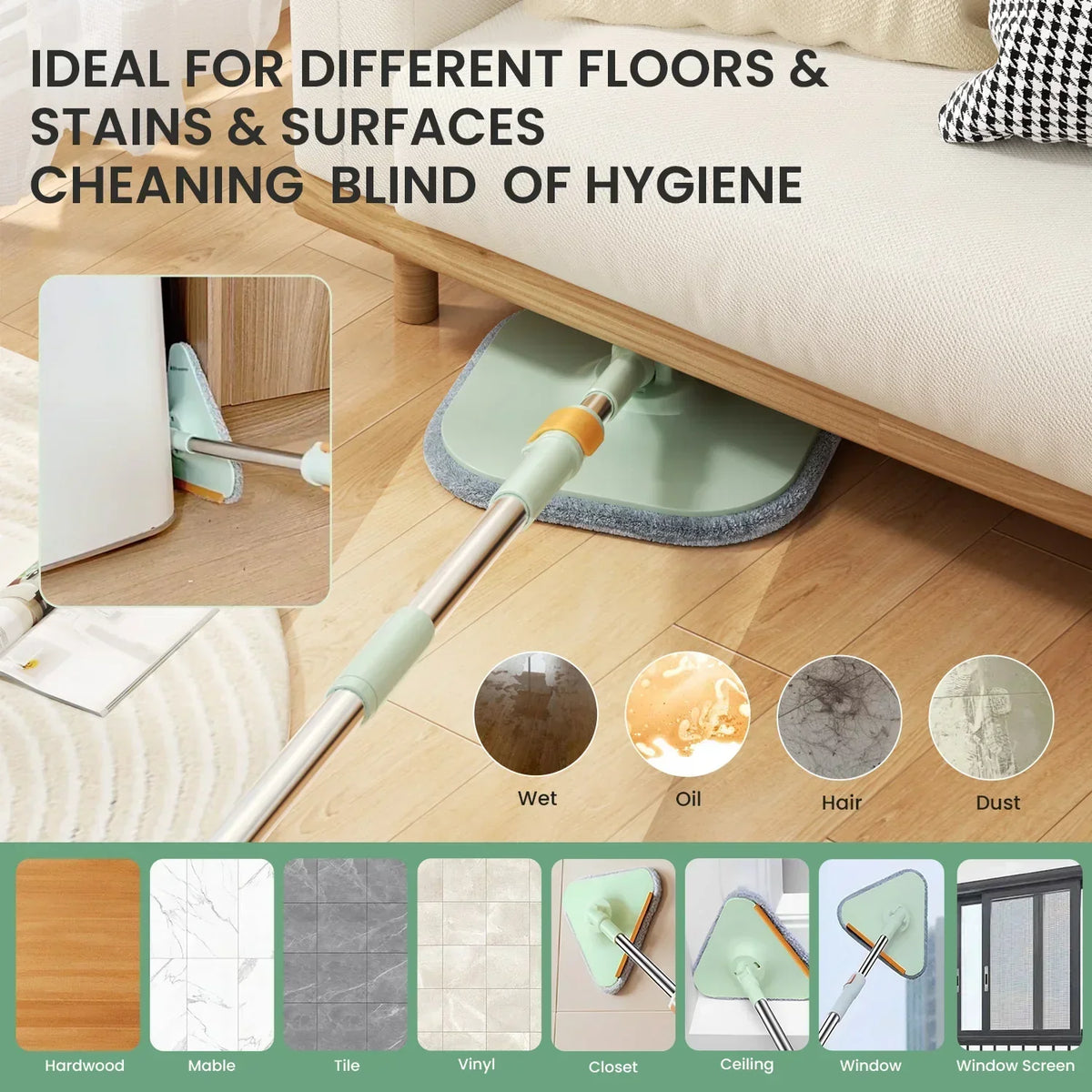 Spin Mop Microfiber 360 Degree Dirty Separation Bucket