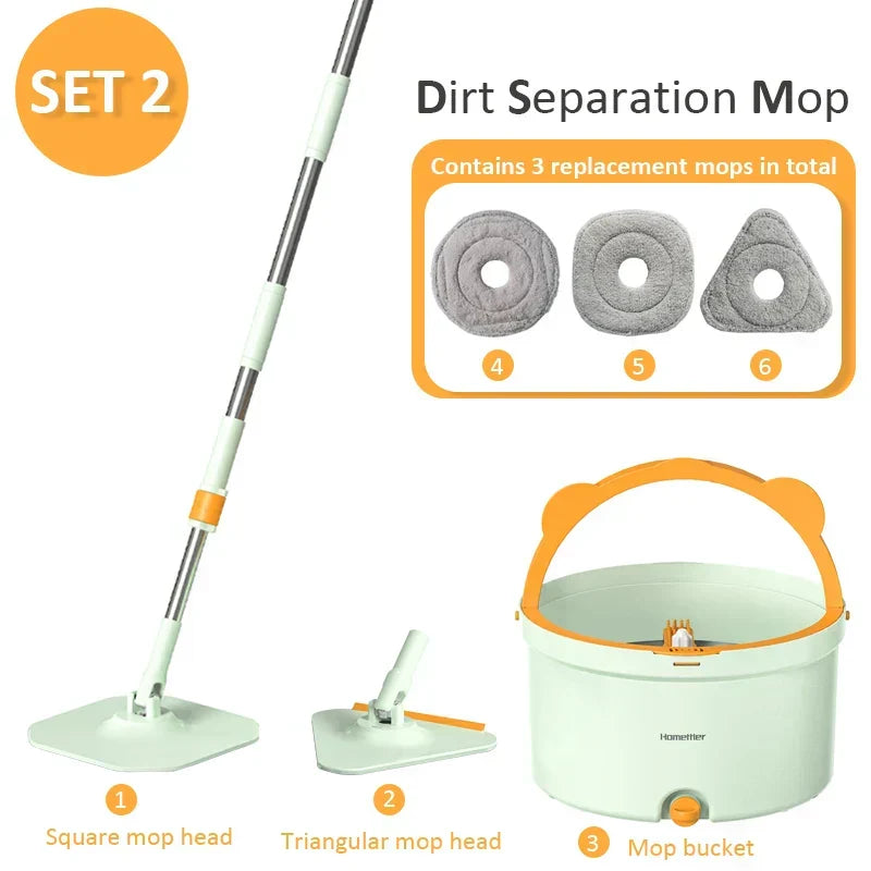 Spin Mop Microfiber 360 Degree Dirty Separation Bucket