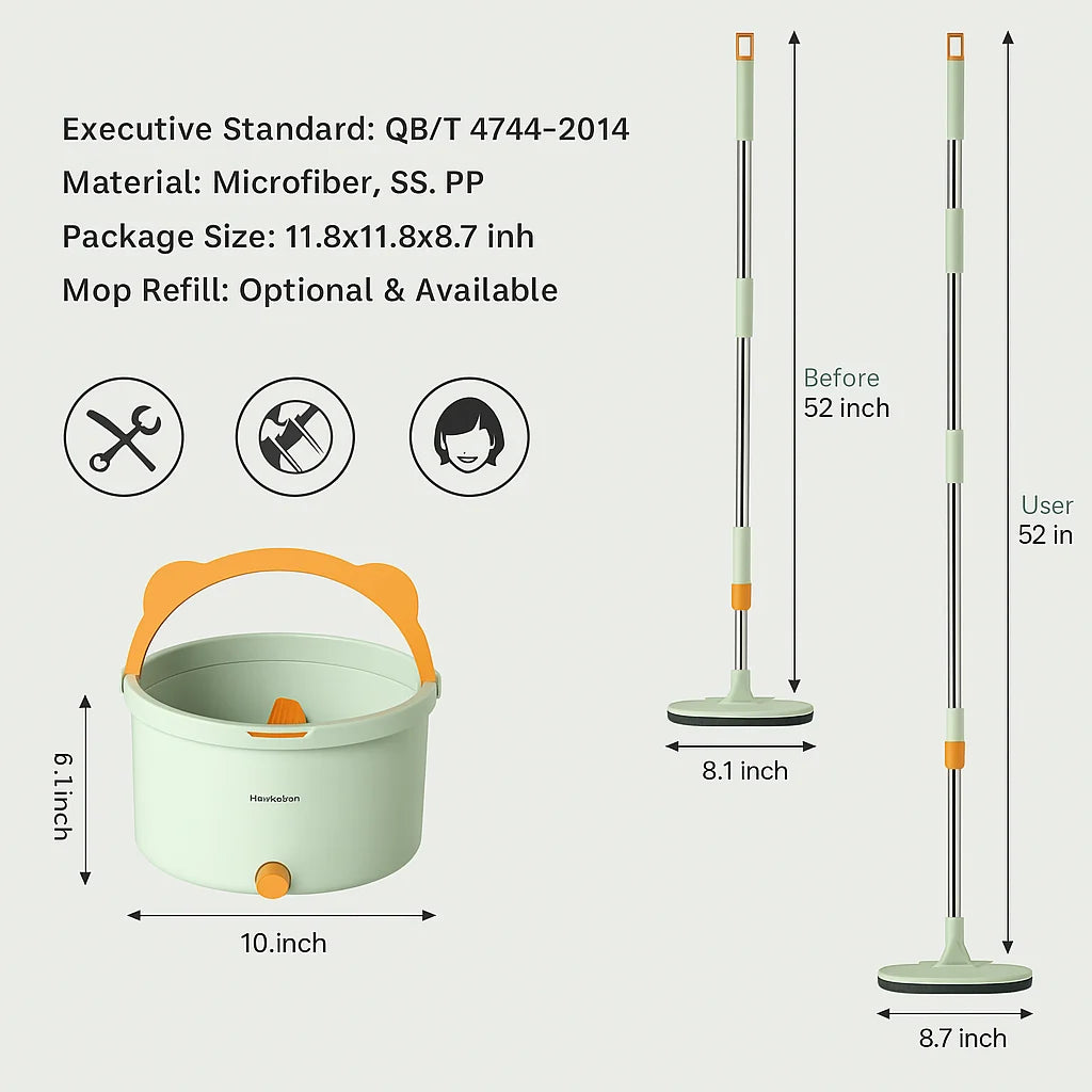 Spin Mop Microfiber 360 Degree Dirty Separation Bucket