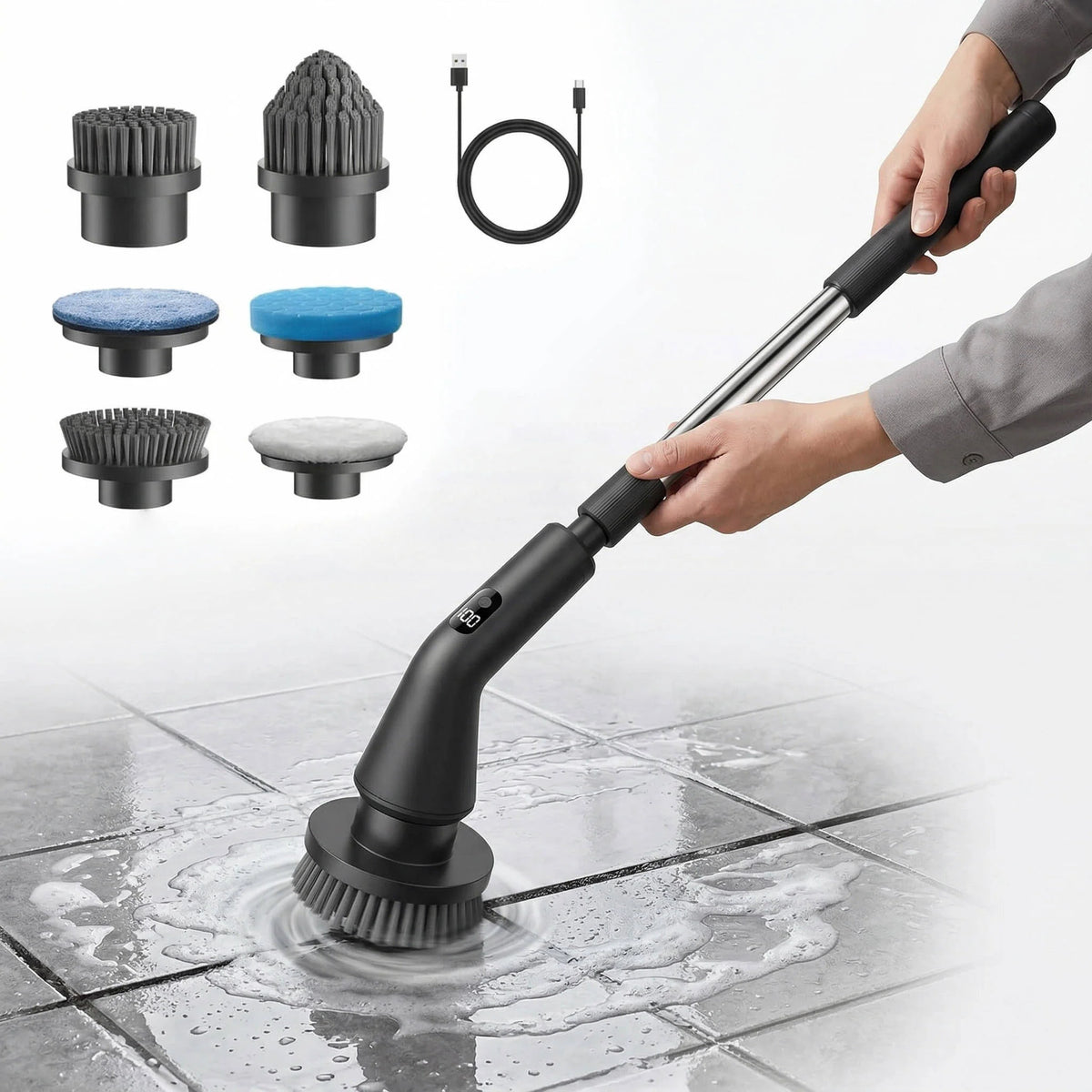 Spin Scrubber Cordless Extendable Handle 90 Minute Runtime