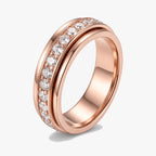 Spinner Ring Whisper-Quiet Titanium Steel Channel-Set Zirconia