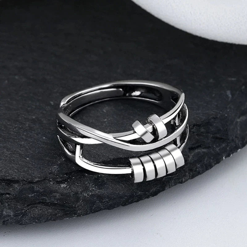Spinning Ring Polished Silver Adjustable Fit Stress Relief