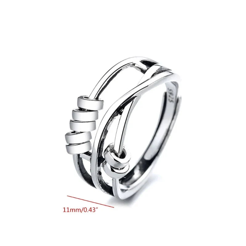 Spinning Ring Polished Silver Adjustable Fit Stress Relief