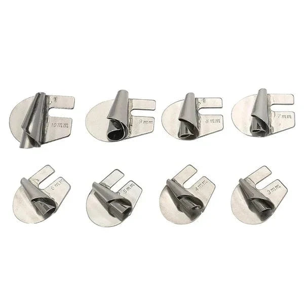 Spiral Hemmer Foot Set Stainless Steel 8-Piece