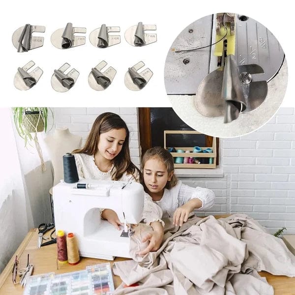 Spiral Hemmer Foot Set Stainless Steel 8-Piece