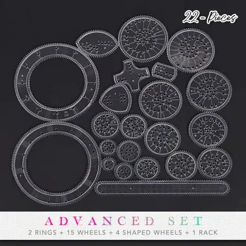 Spirograph Set 22 Piece Transparent Gears & Templates
