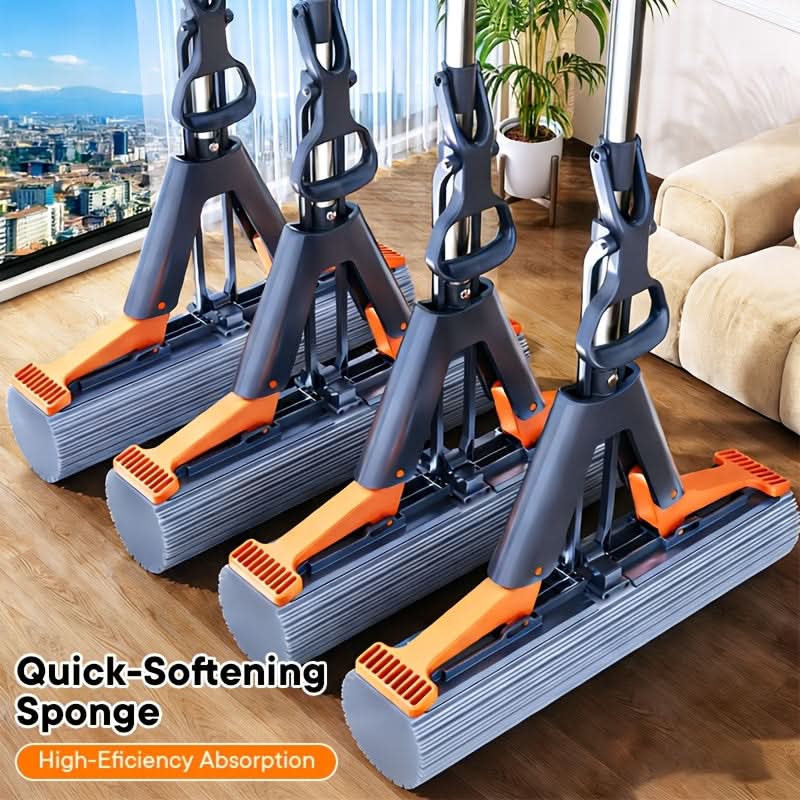 Sponge Mop Highly Absorbent Easy Wringing Includes Replacement Heads
