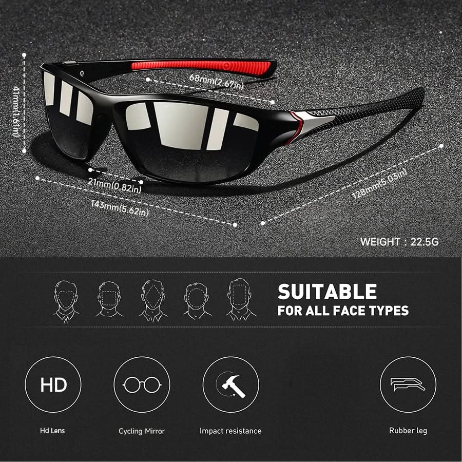 Sport Sunglasses Polarized UV400 Rubberized Temples