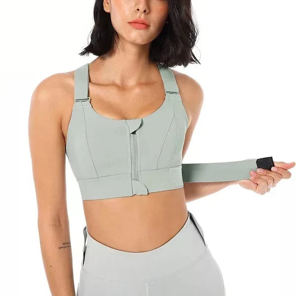 Sports Bra High-Impact Front-Zip Moisture-Wicking