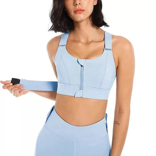Sports Bra High Support Front Zip Adjustable Straps