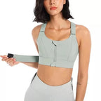 Sports Bra High Support Front Zip Adjustable Straps