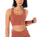 Sports Bra High Support Front Zip Wide Straps