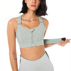 Sports Bra High Support Front Zip Wide Straps