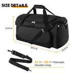 Sports Duffel Bag Shoe Compartment Wear-Resistant Fabric Adjustable Strap