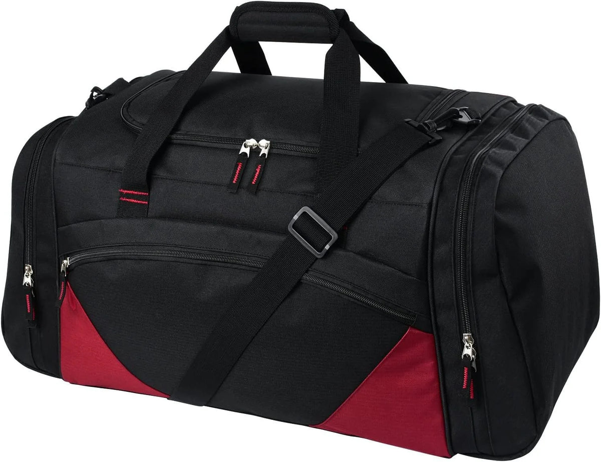 Sports Duffel Bag Shoe Compartment Wear-Resistant Fabric Adjustable Strap