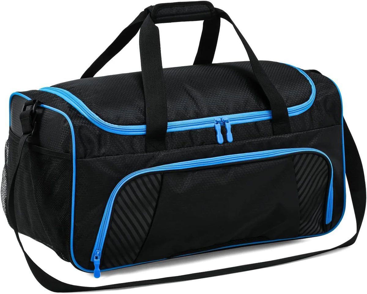 Sports Duffel Bag Shoe Compartment Wear-Resistant Fabric Adjustable Strap