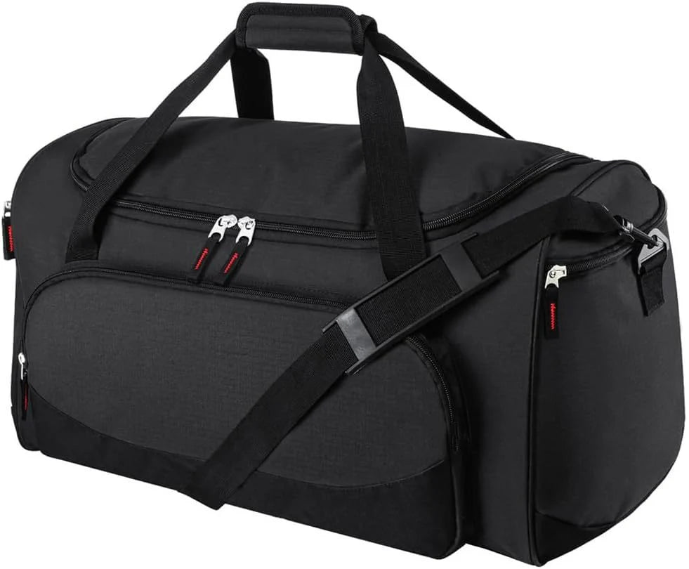 Sports Duffel Bag Shoe Compartment Wear-Resistant Fabric Adjustable Strap