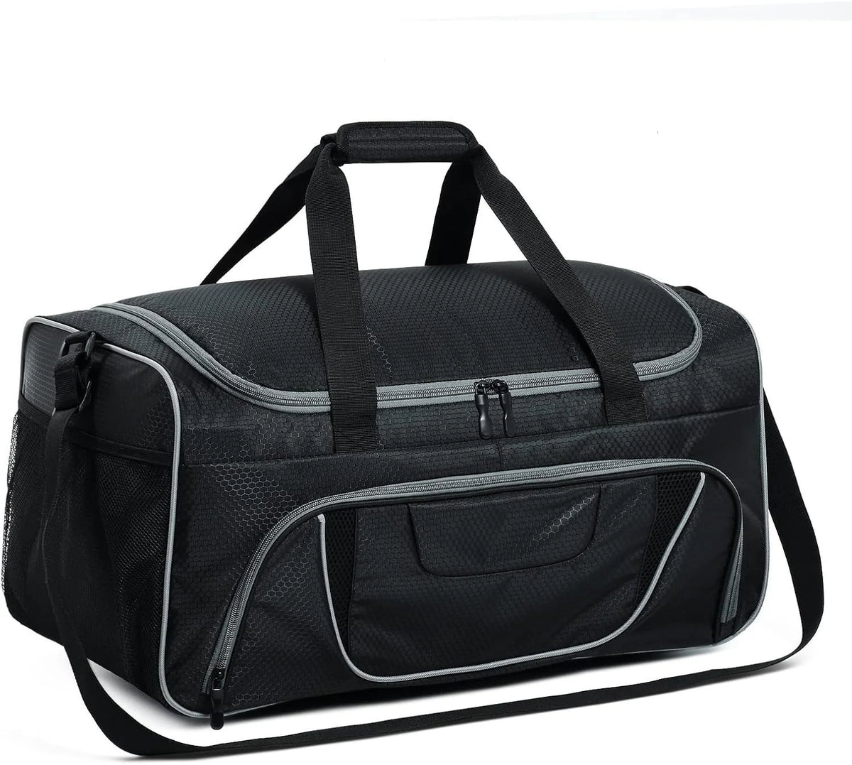Sports Duffel Bag Shoe Compartment Wear-Resistant Fabric Adjustable Strap