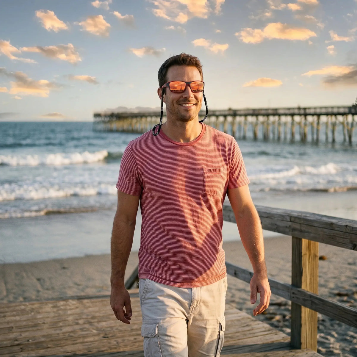 Sports Sunglasses Polarized UV Protection Wrap-Around Neck Cord