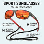 Sports Sunglasses Polarized UV400 Lightweight Wrap-Around