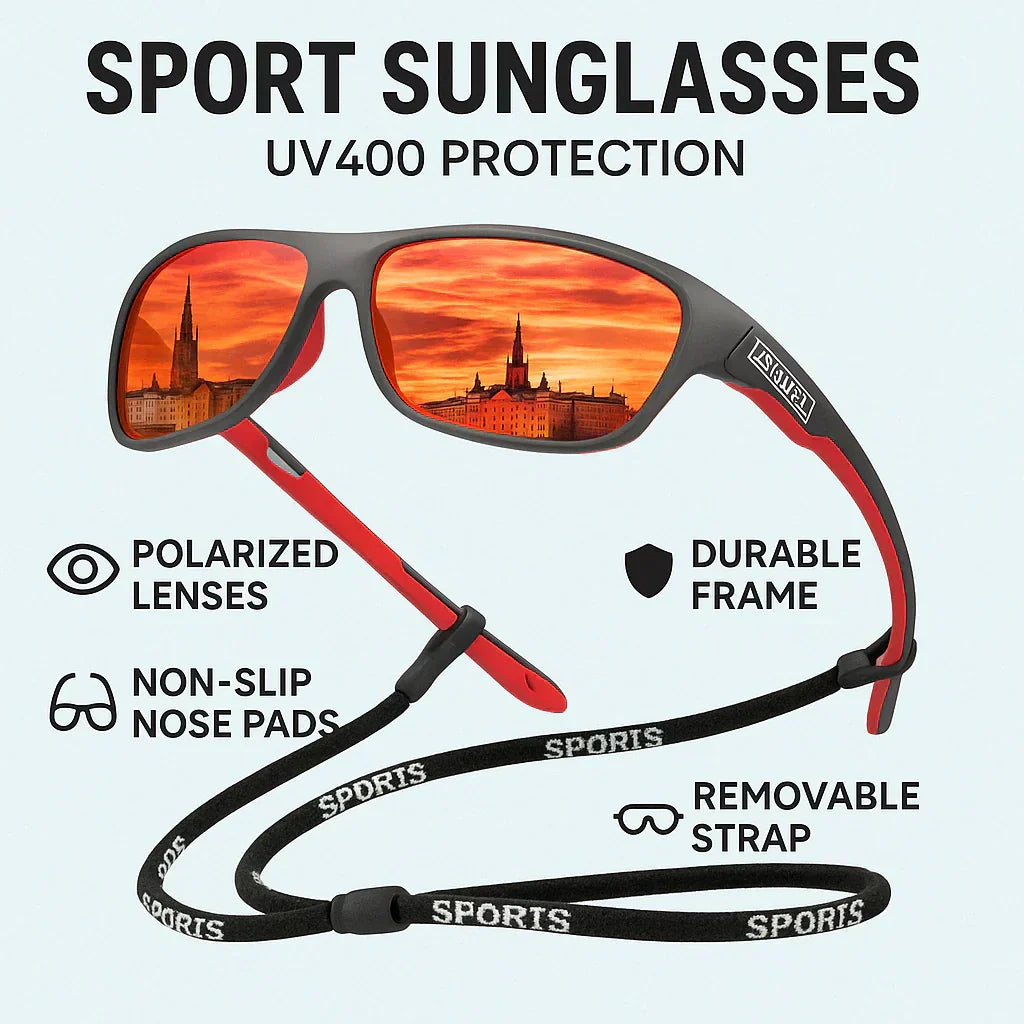 Sports Sunglasses Polarized UV400 Lightweight Wrap-Around