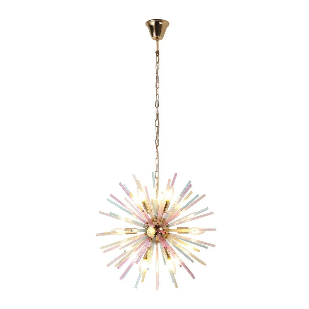 Sputnik Chandelier 12-Light Dimmable Rainbow Brass