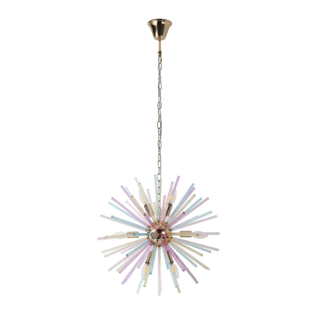 Sputnik Chandelier 12-Light Dimmable Rainbow Brass