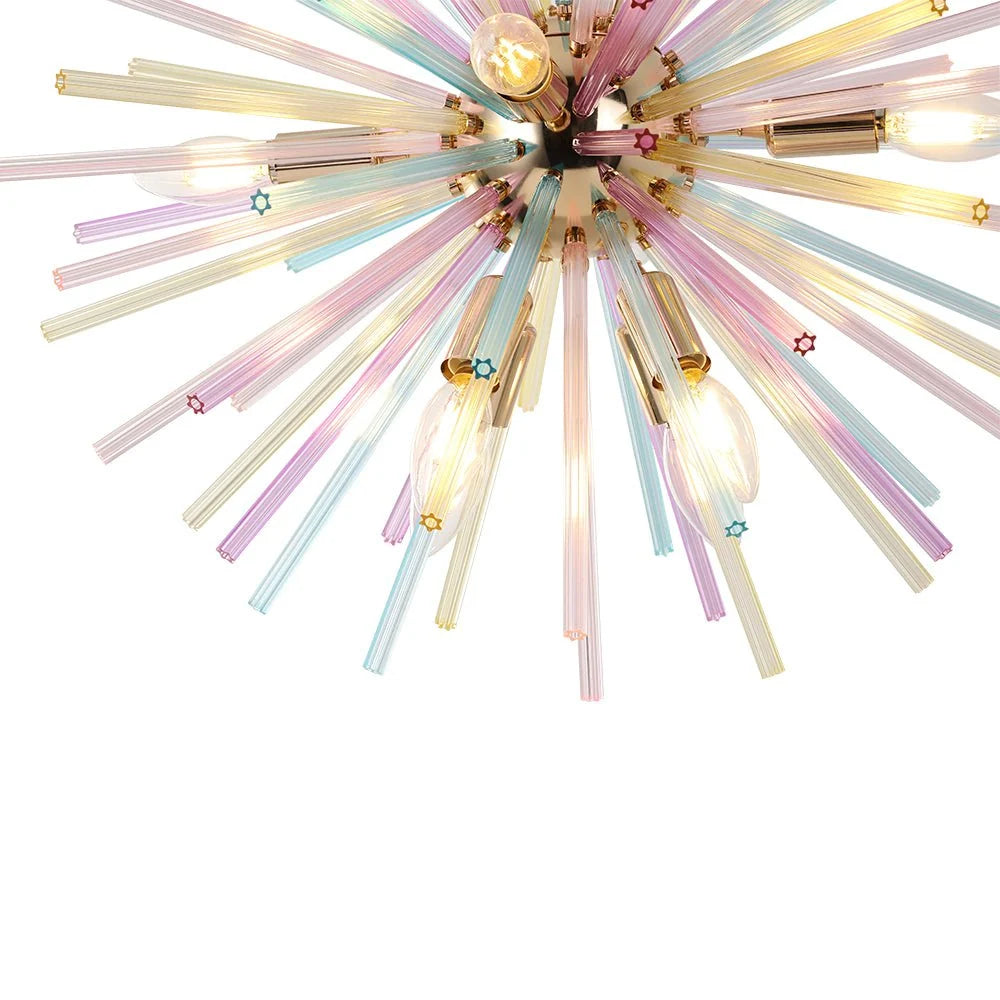 Sputnik Chandelier 12-Light Dimmable Rainbow Brass
