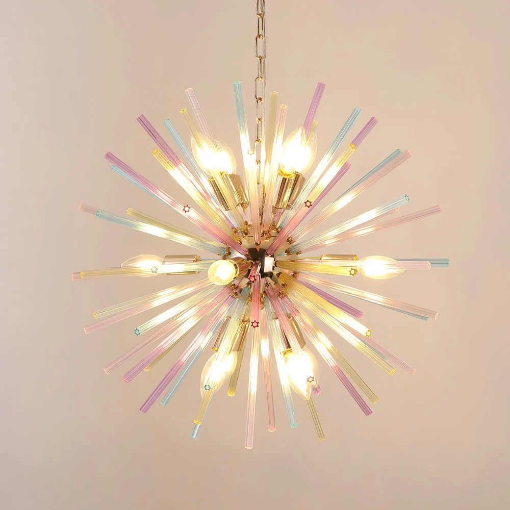 Sputnik Chandelier 12-Light Dimmable Rainbow Brass