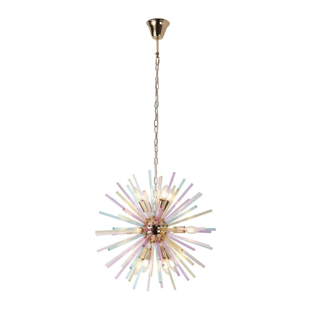 Sputnik Chandelier 12-Light Dimmable Rainbow Brass